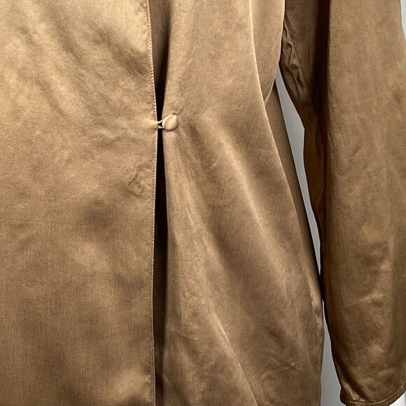 Vintage Ann May 100% Silk Blazer Jacket Womens Size M Long Sleeve Bronze - Picture 3 of 7